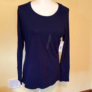a.n.a. Round neck long sleeve tee shirt navy NWT